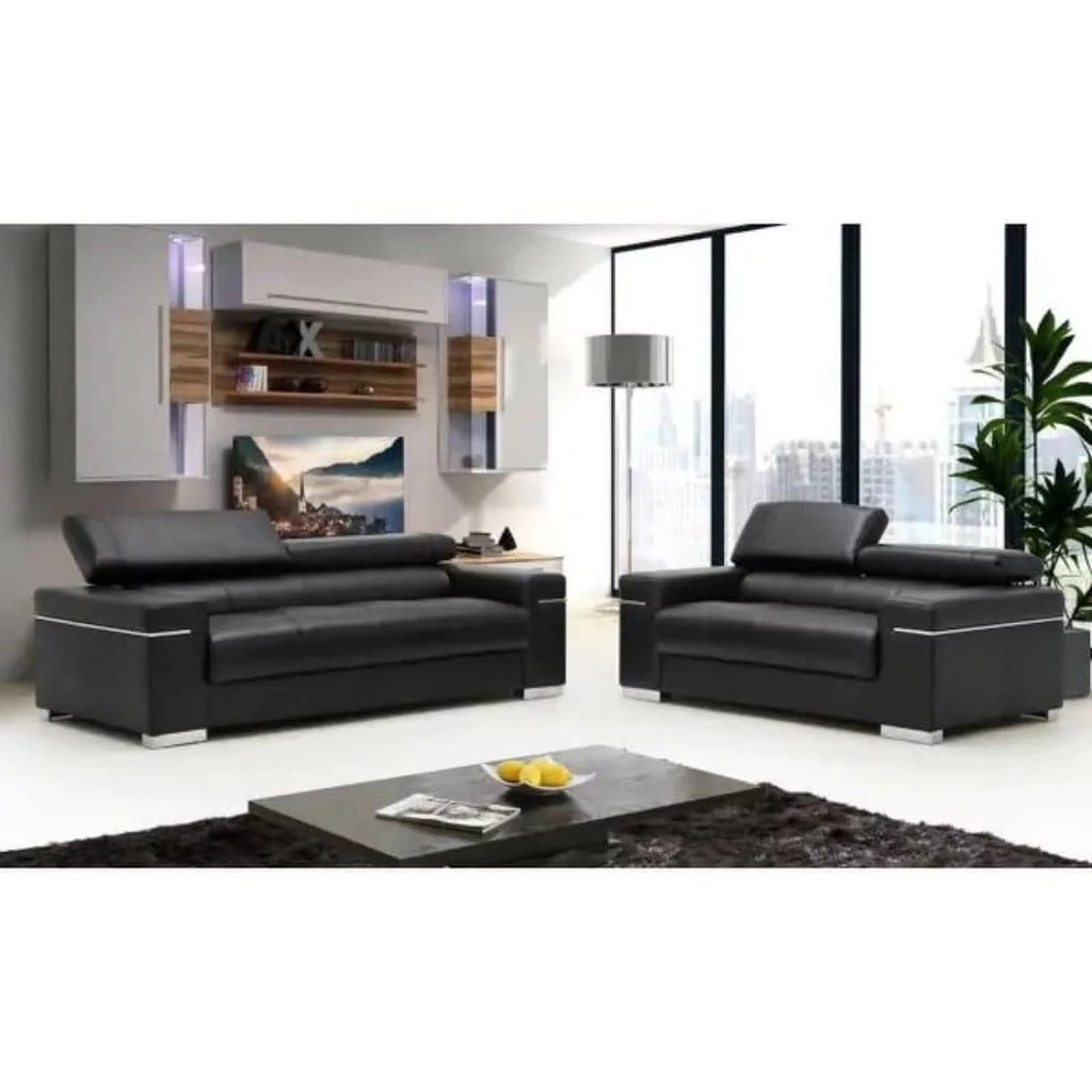 Black 2-Piece Leather Sofa Set T26961