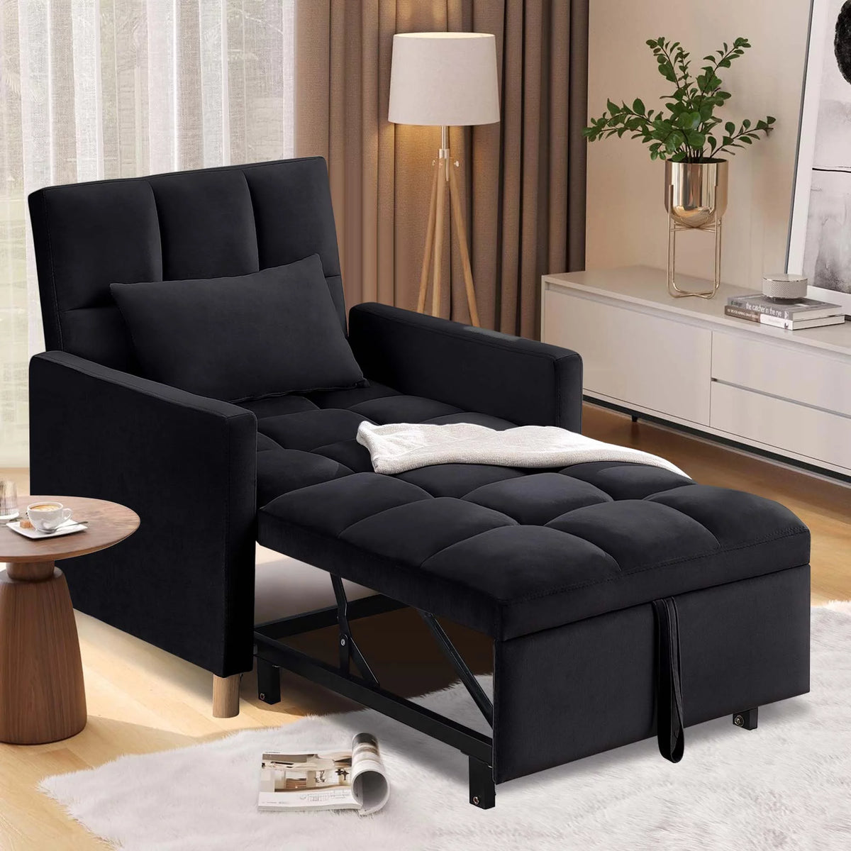 Gray Convertible Sleeper Chair Bed F73580