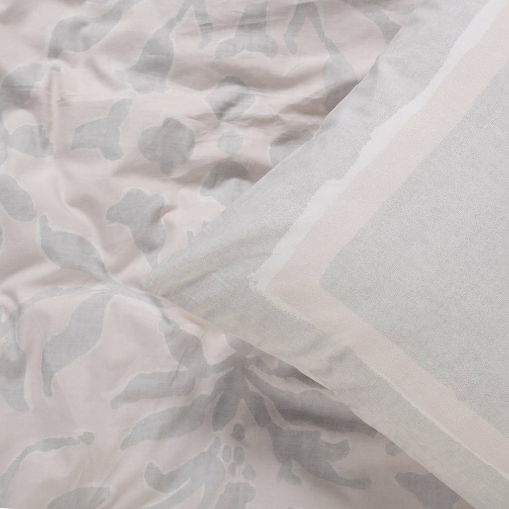 Grey and Tan Cotton Percale Reversible Duvet Cover Set - Queen F926669