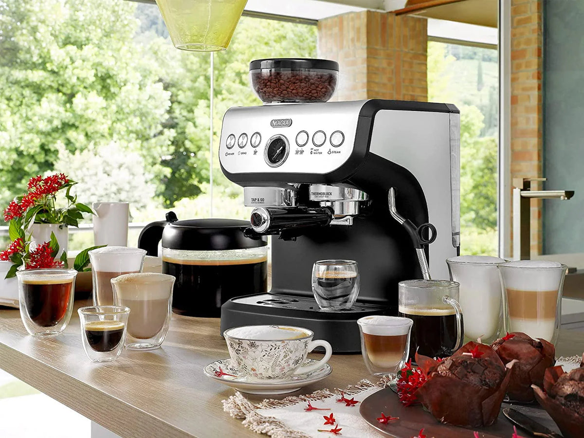 Manual Espresso Machine with Grinder and Milk Frother V767209
