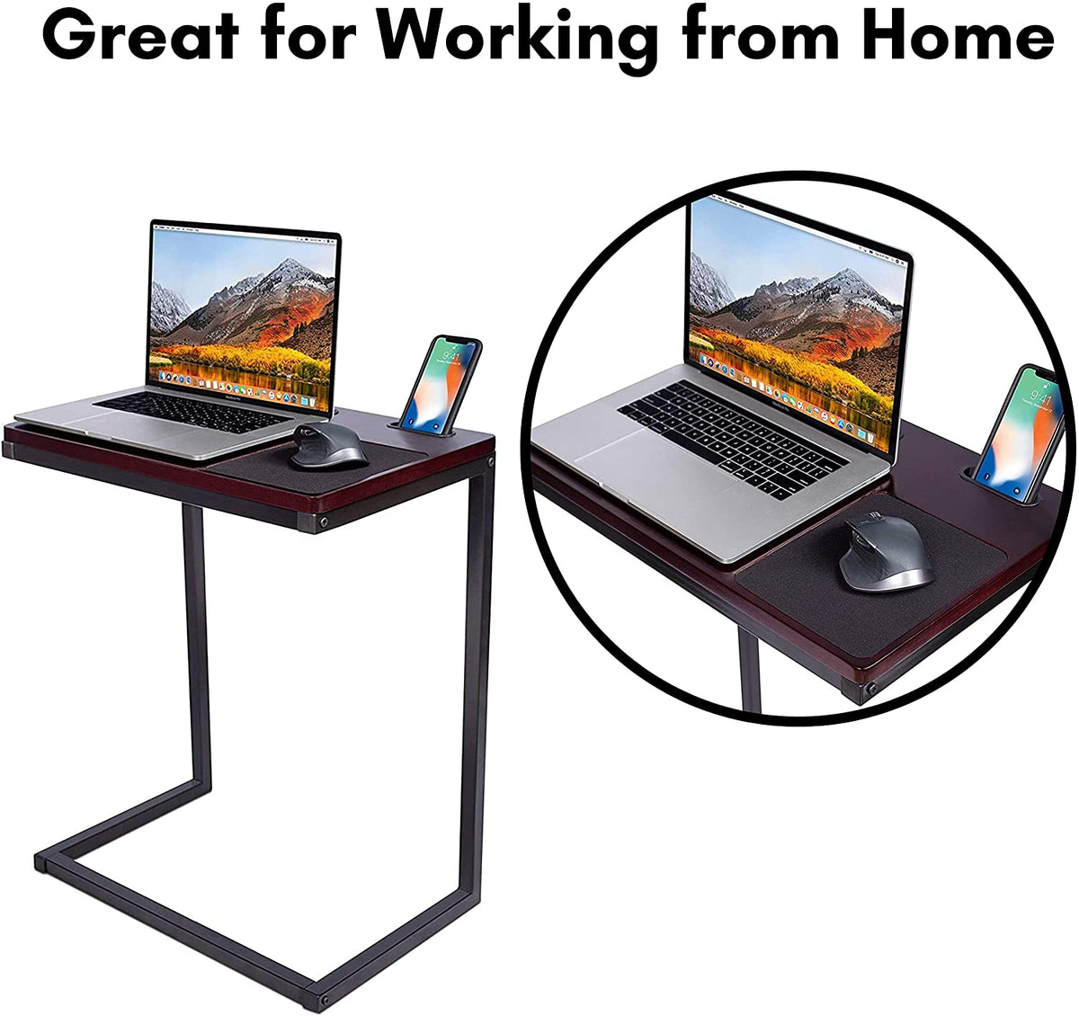 Sofa Table TV Tray with Tablet and Phone Slots N863160
