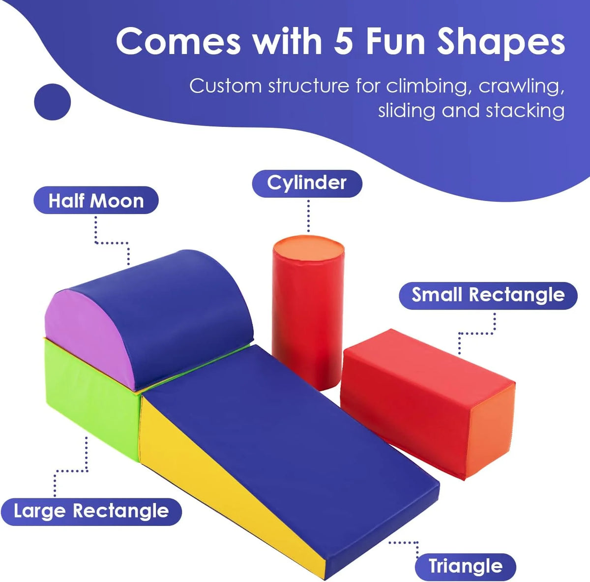 5-Piece Set Kids Foam Climbing Blocks Indoor Play Equipment E18381