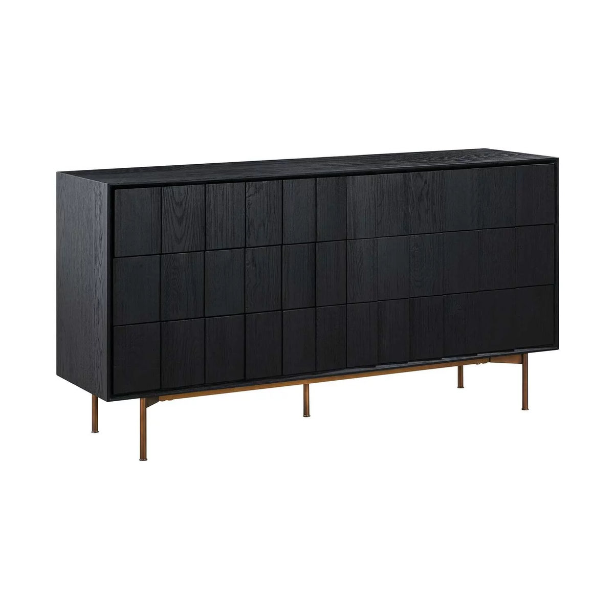 Black 6 Drawer Dresser with Bronze Legs O94287