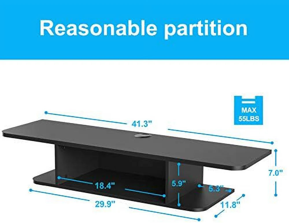 Wall Mounted TV Stand with Yellow LED Lights V168996