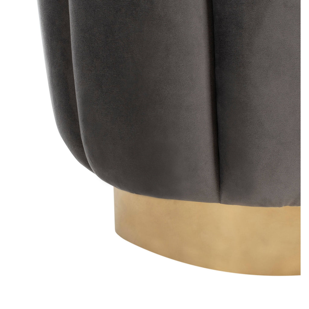 Dark Gray Channel Tufted Ottoman B805