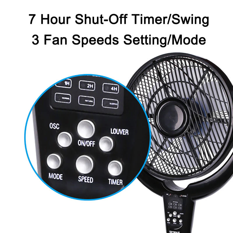14'' Pedestal Fan with Remote LED Timer J293