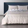 Grey and Tan Cotton Percale Reversible Duvet Cover Set - Queen F926669