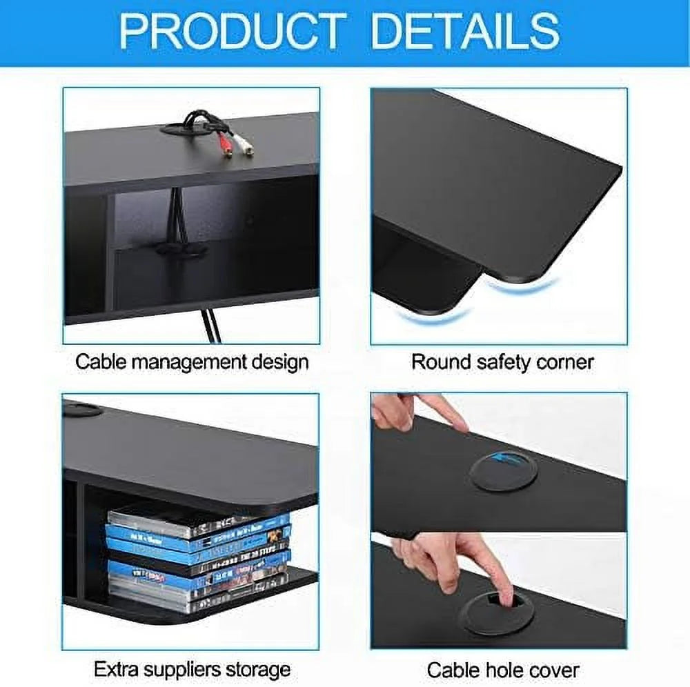 Wall Mounted TV Stand with Yellow LED Lights V168996