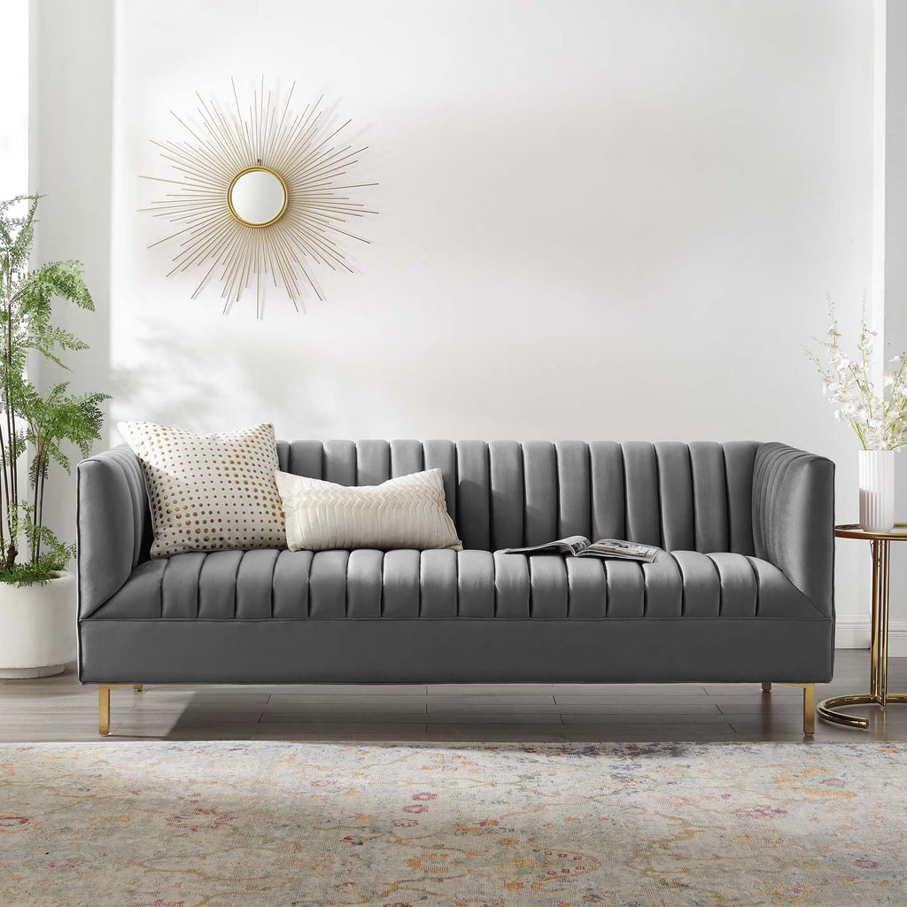 Gray Performance Velvet Sofa H27611
