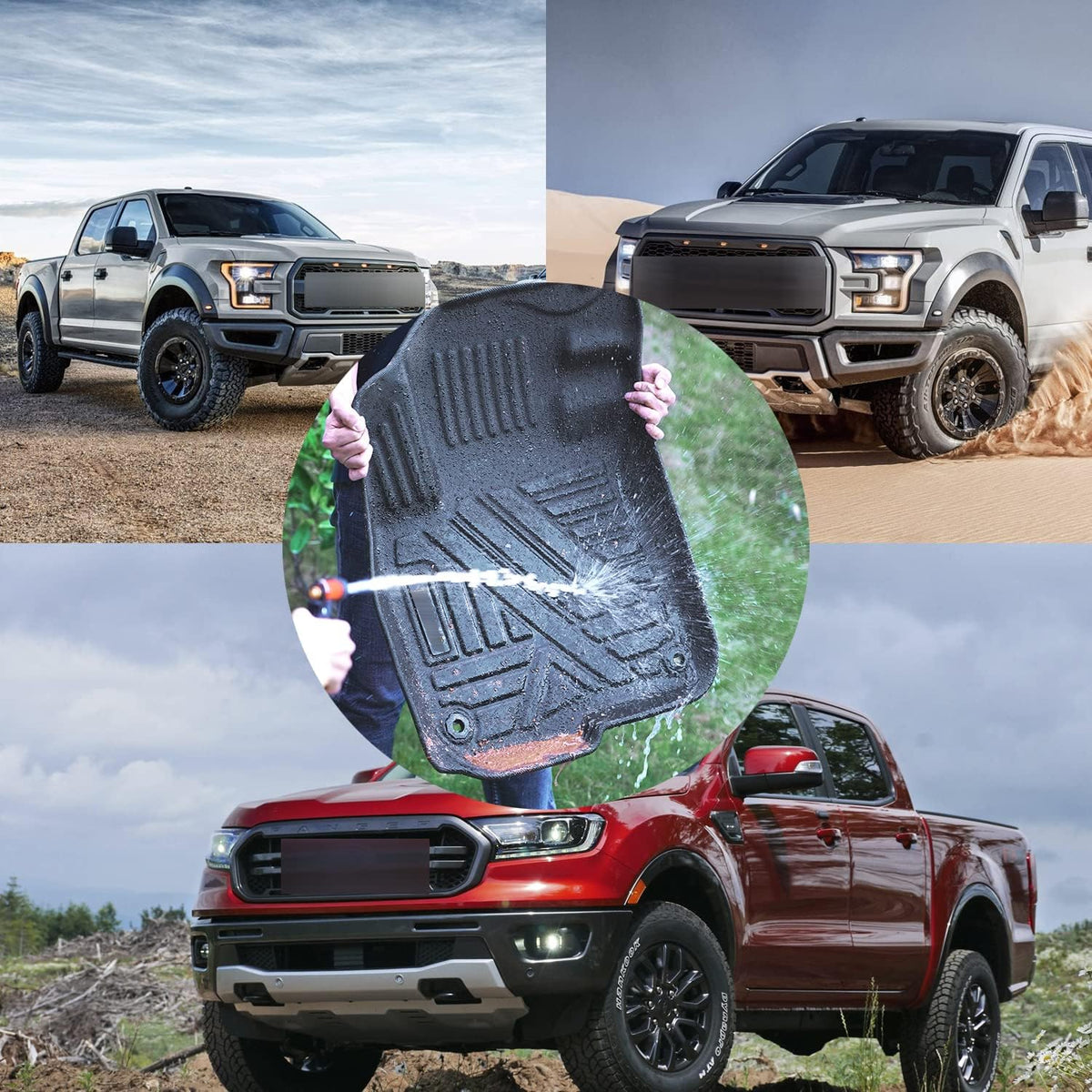 Black TPE Car Floor Mats Custom Full Set for Dodge Ram 1500 Crew Cab B849