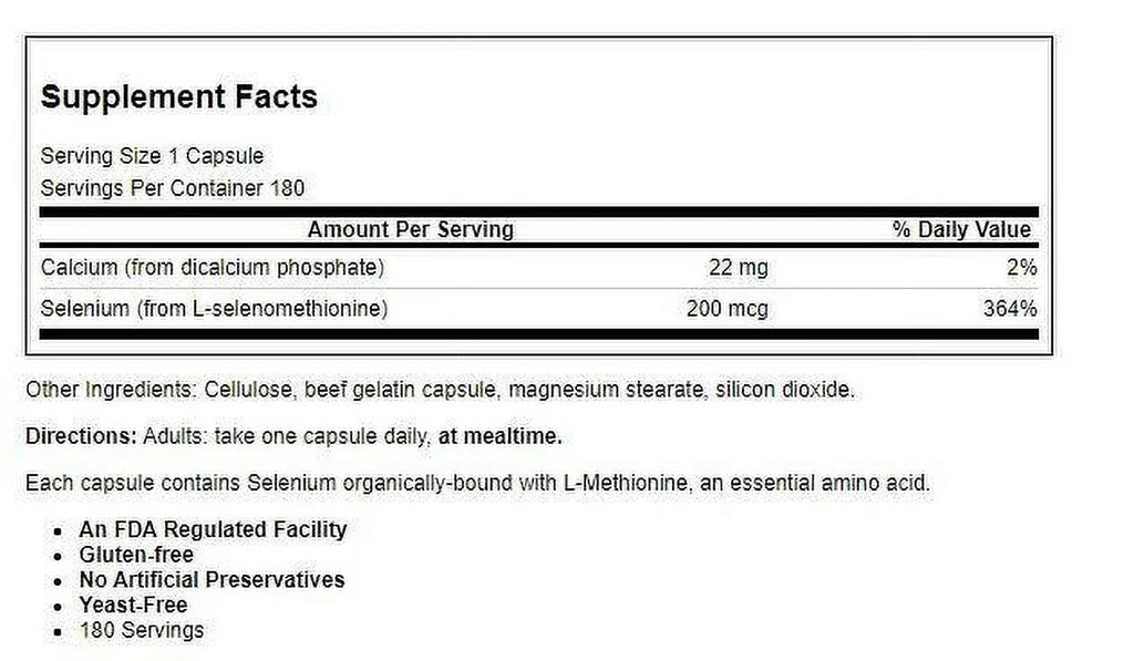 Selenium 200mcg 180 Capsule Z626917
