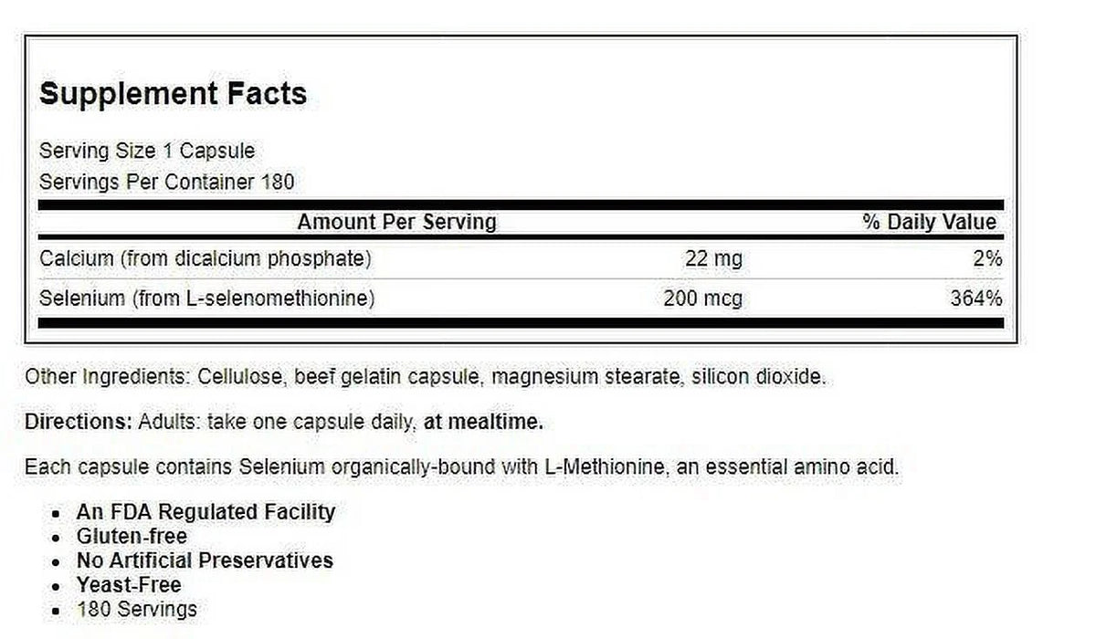 Selenium 200mcg 180 Capsule Z626917