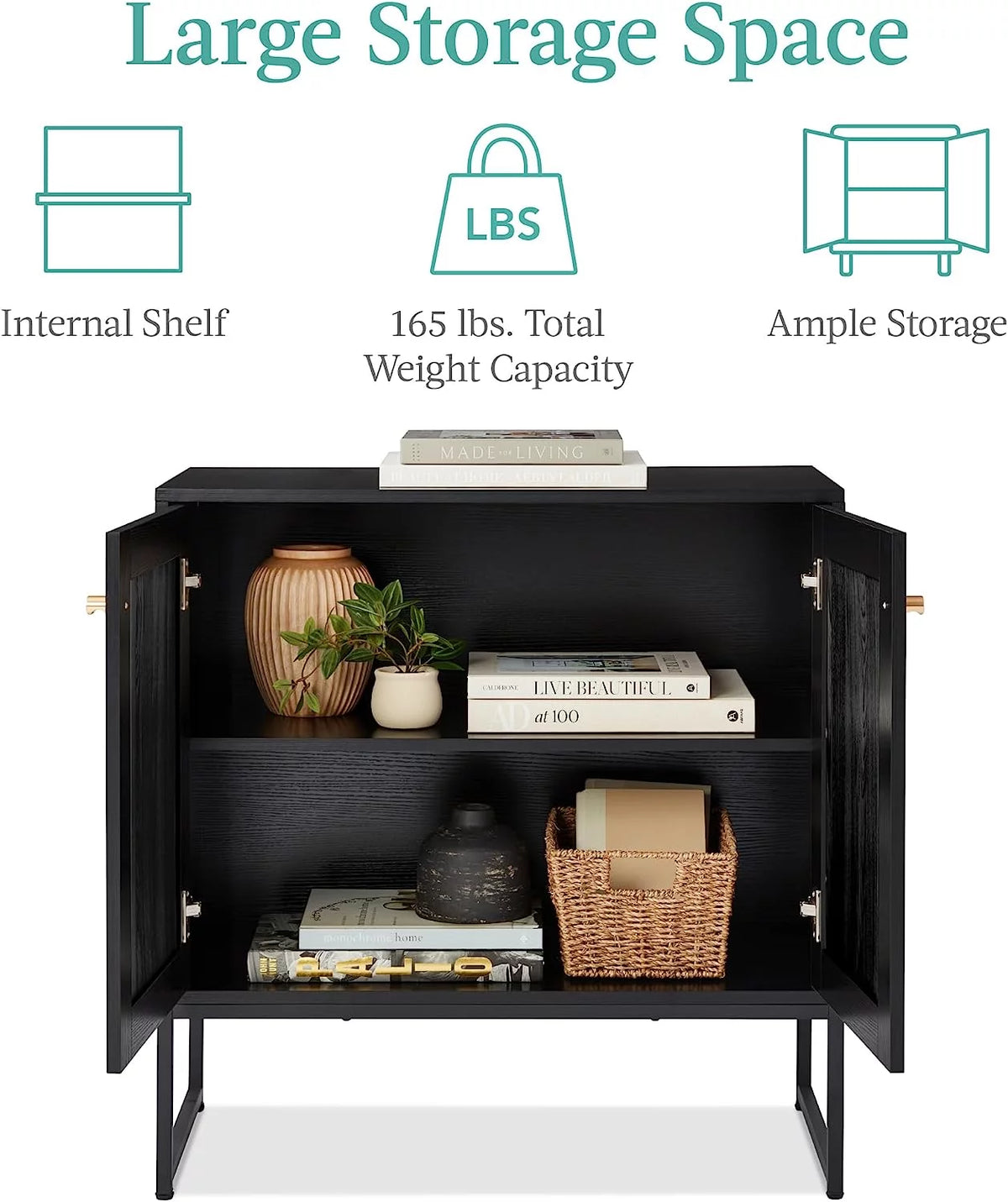 White 2-Door Rattan Storage Cabinet P2689