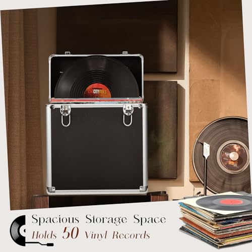 Black Vinyl Record Storage Case S7398