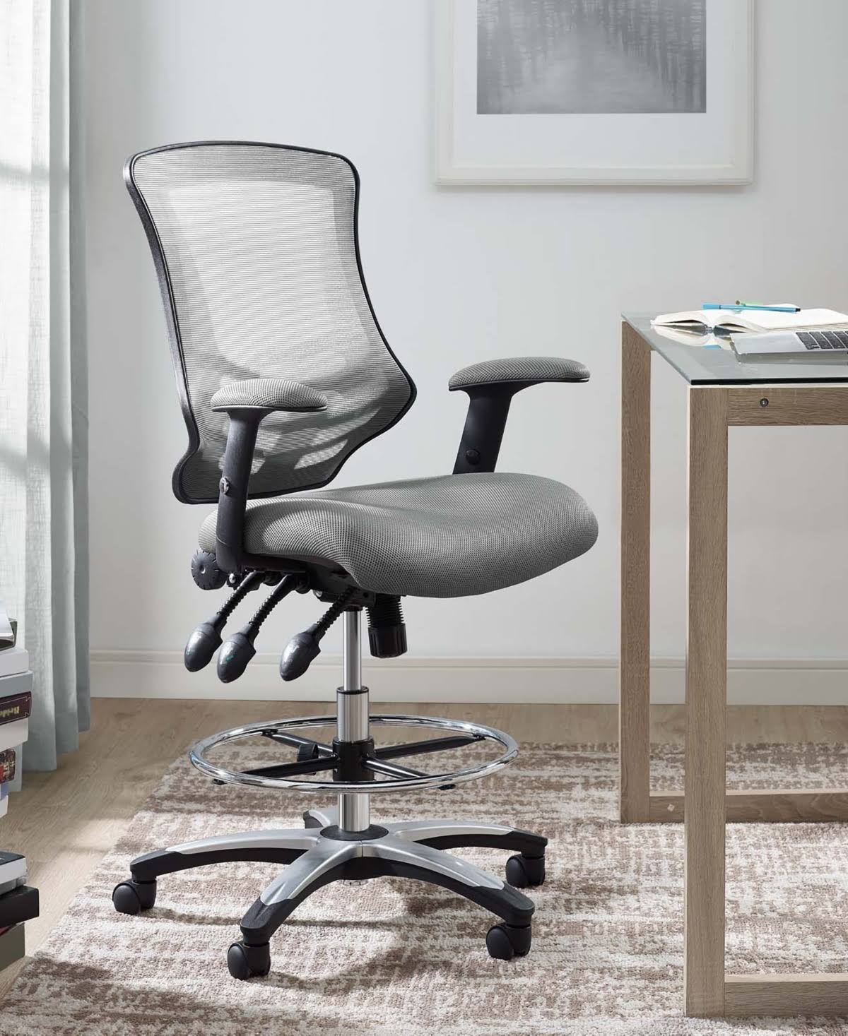 Black Mesh Drafting Chair M240367