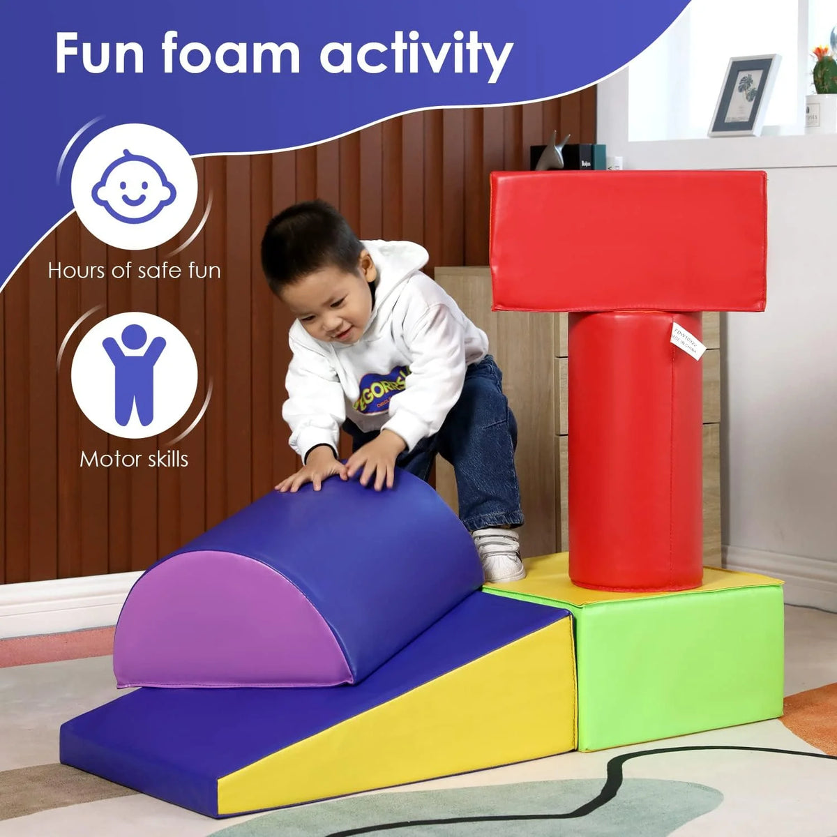5-Piece Set Kids Foam Climbing Blocks Indoor Play Equipment E18381