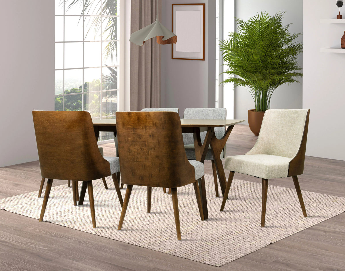 Brown 7-Piece Solid Wood Dining Table and 6 Chairs X5066