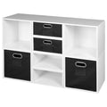 White Wood Grain/Black Storage Set with Foldable Storage Bins M69054