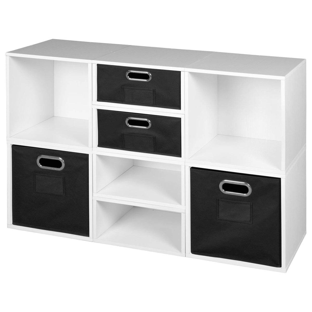 White Wood Grain/Black Storage Set with Foldable Storage Bins M69054
