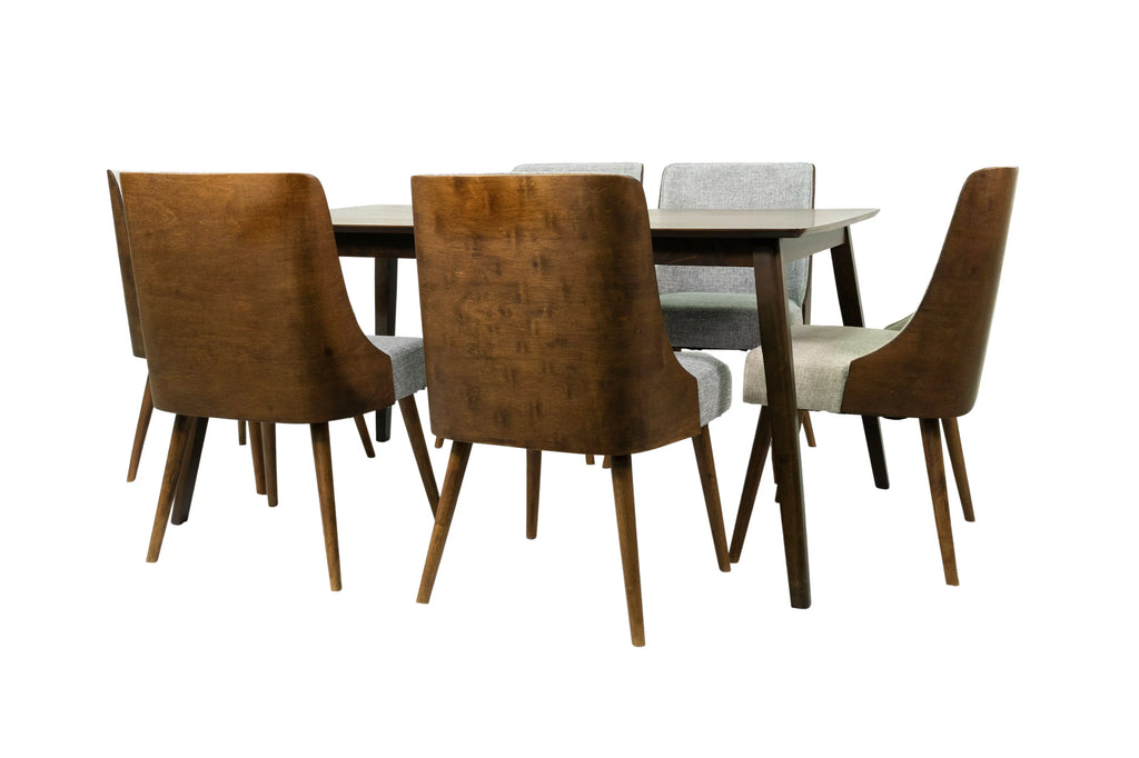 Brown 7-Piece Solid Wood Dining Table and 6 Chairs X5066