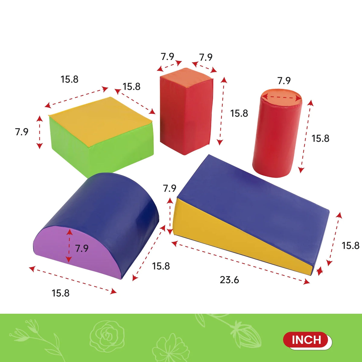 5-Piece Set Kids Foam Climbing Blocks Indoor Play Equipment E18381