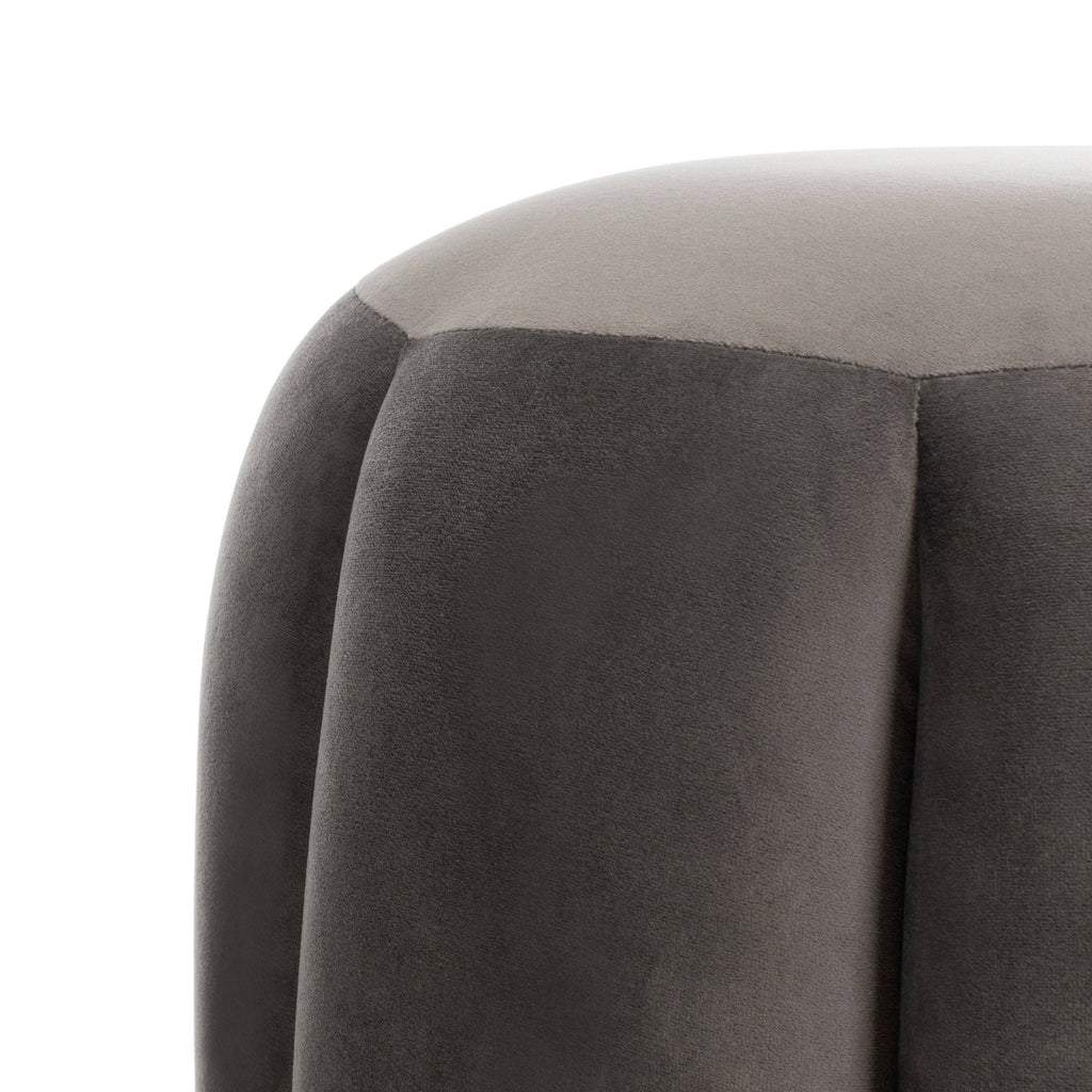 Dark Gray Channel Tufted Ottoman B805
