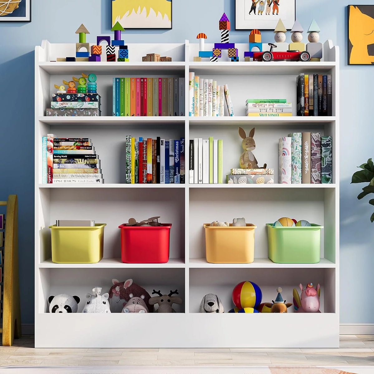 5 Tier White Wooden Kids Bookshelf N54836