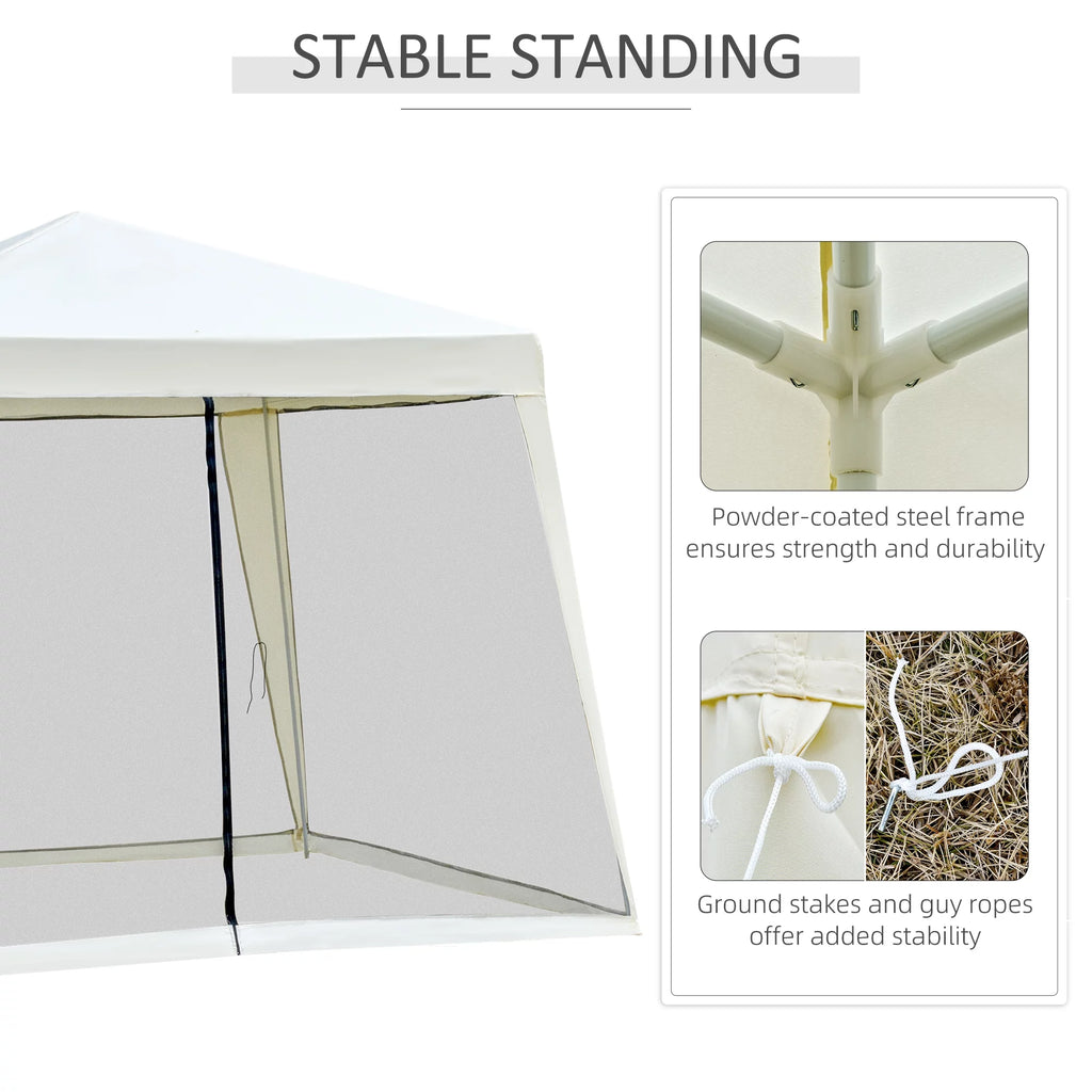 10' x 10' Folding Slant Leg Screened Canopy Tent with Mesh Sidewalls W4843